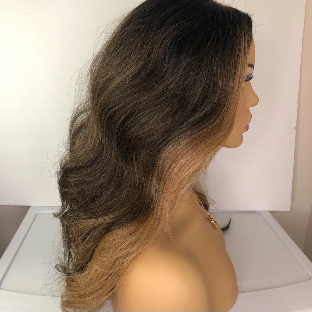 Ash PERFECT Blonde & Brown VALENTINO Long Straight Lace Wig Color FFHOTCHOCO